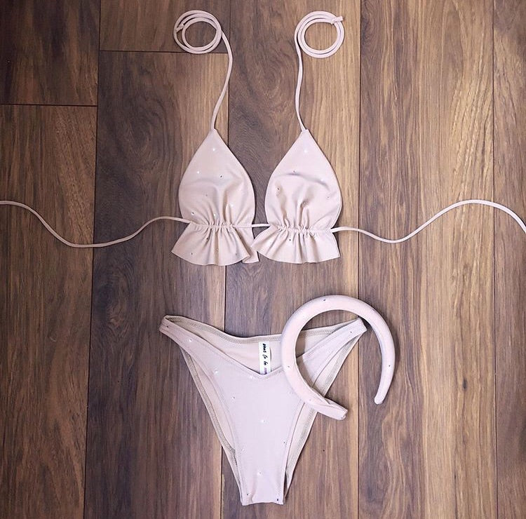 Nude Crystal Embellished Bikini Set (Various Styles)