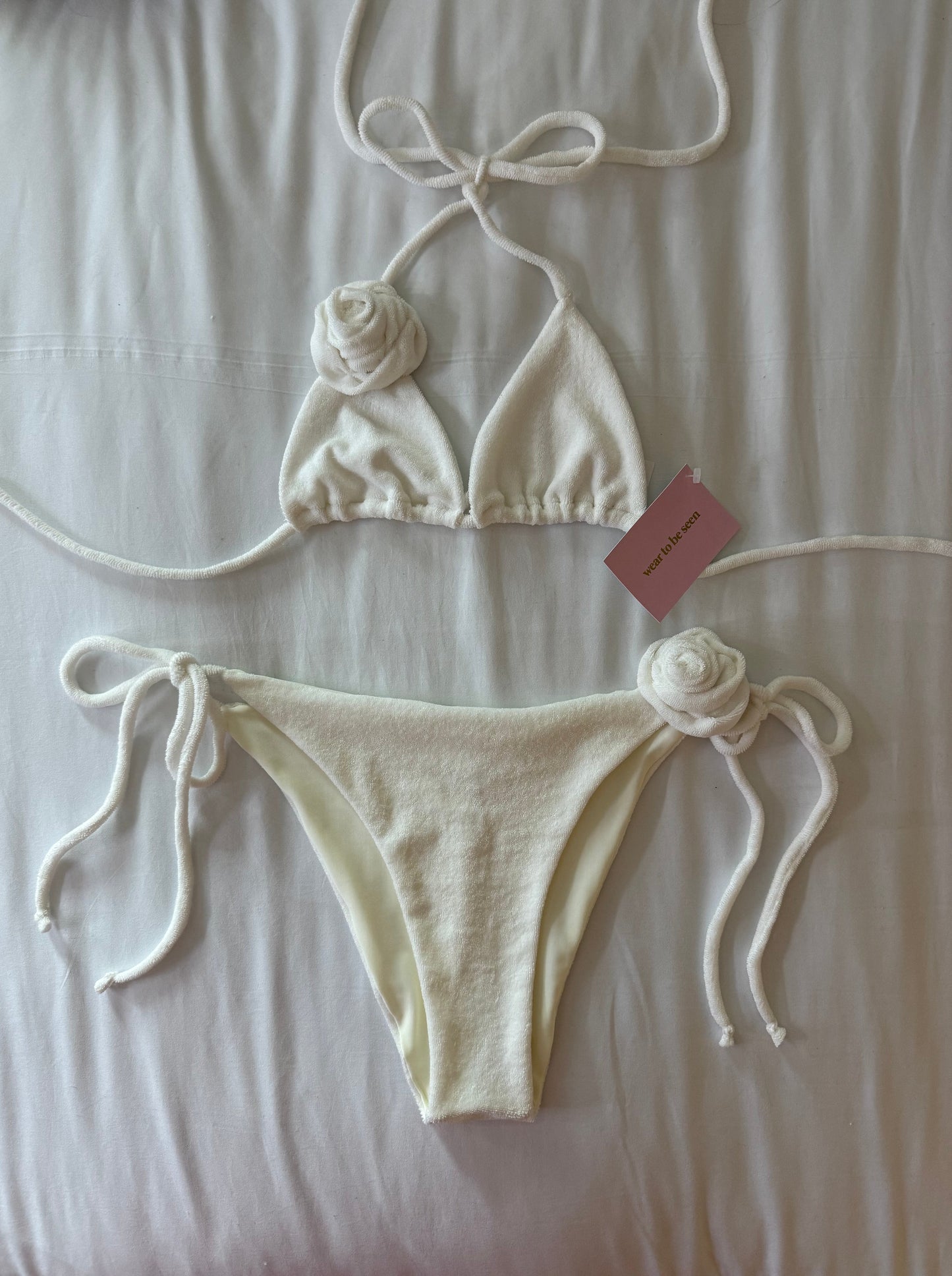 Cream Rose Towelling Bikini Set