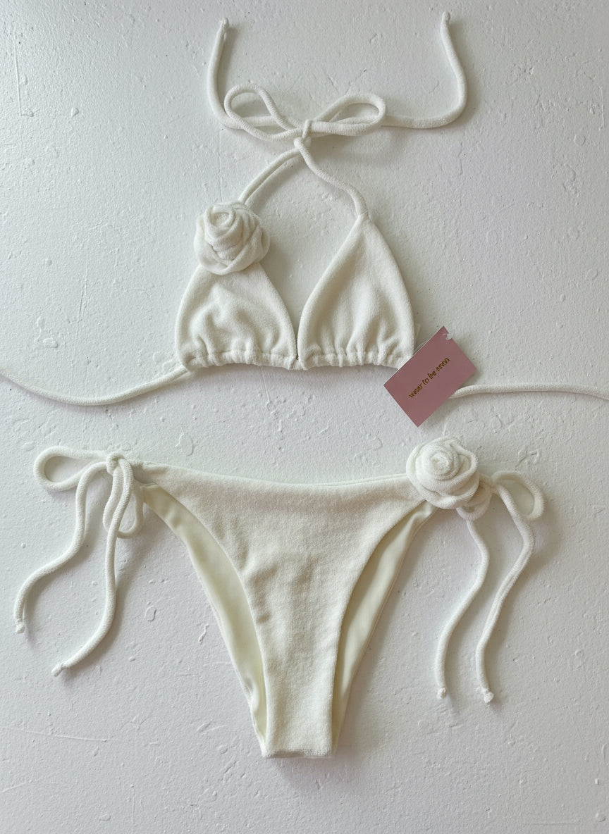 Cream Rose Towelling Bikini Set