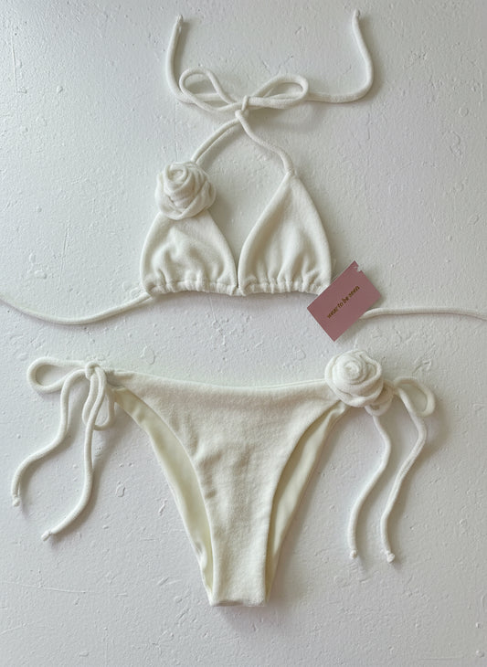 Cream Rose Towelling Bikini Set