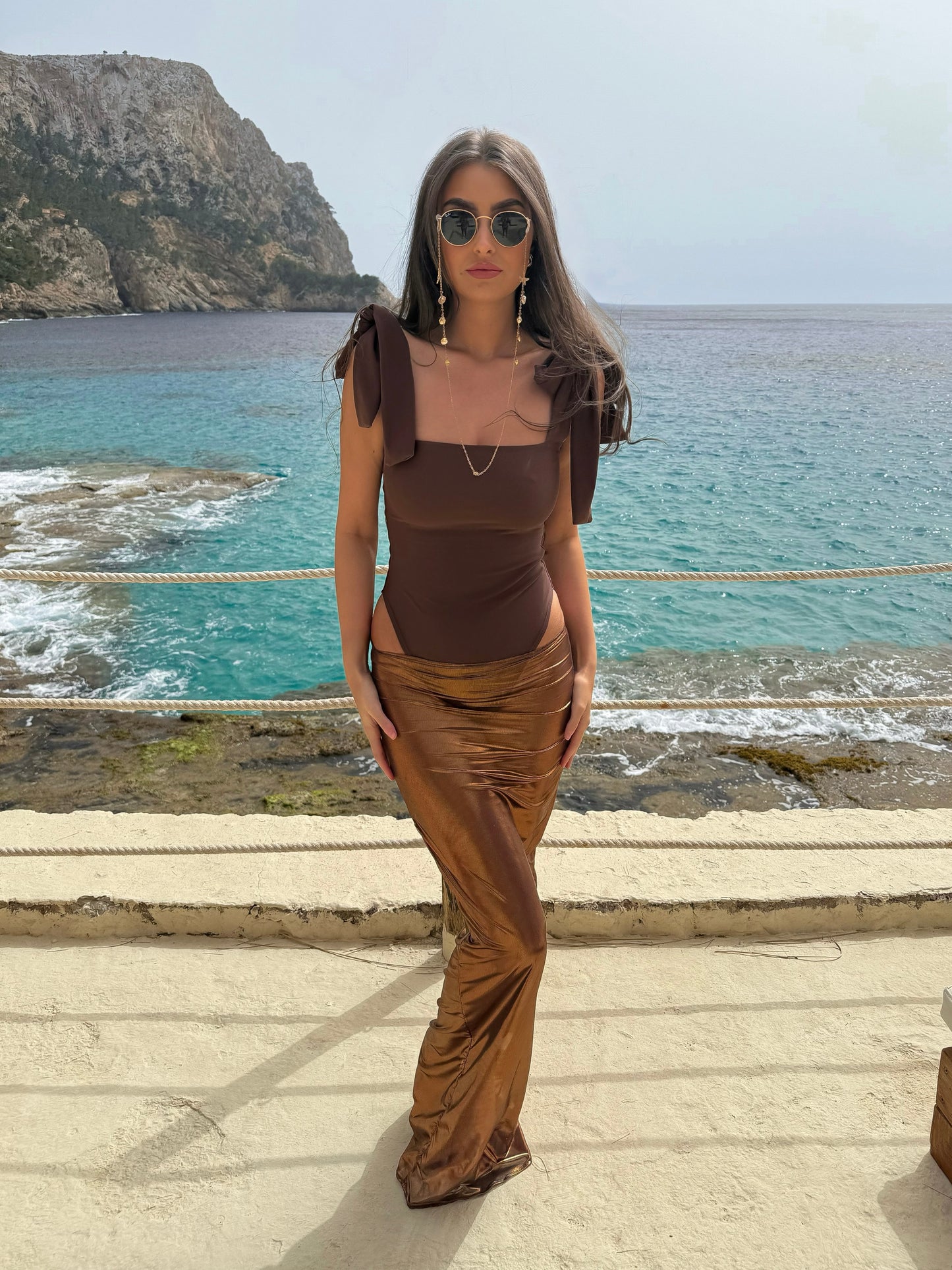 Chocolate Shine Maxi Skirt