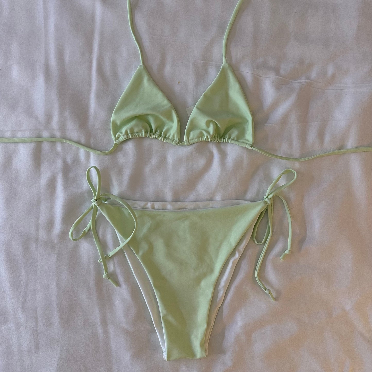 (Premade) Pastel Green Triangle Bikini - Size 8