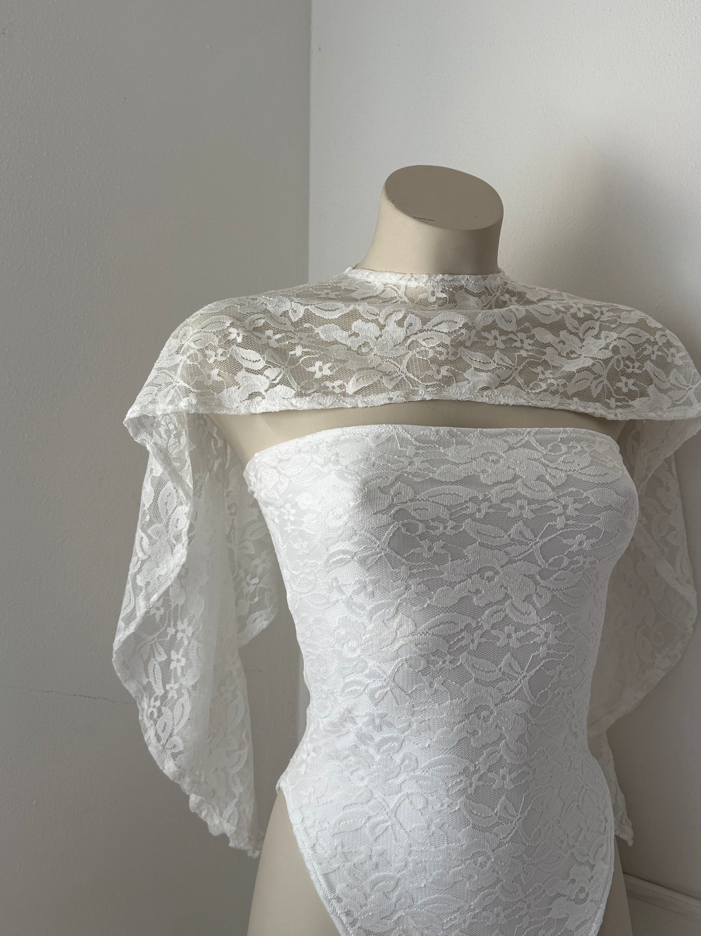 White Lace Cape & Swimsuit
