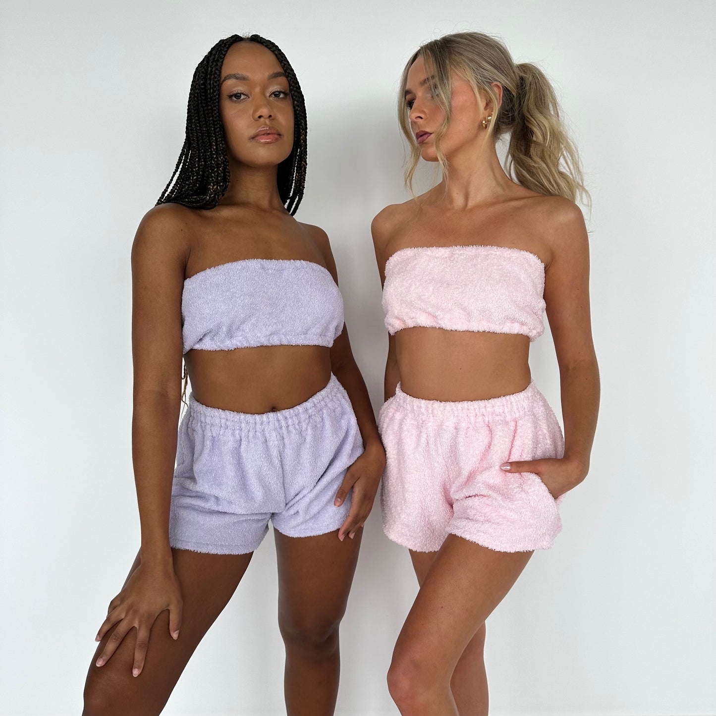Baby Pink Towelling Comfy Shorts Co-ord