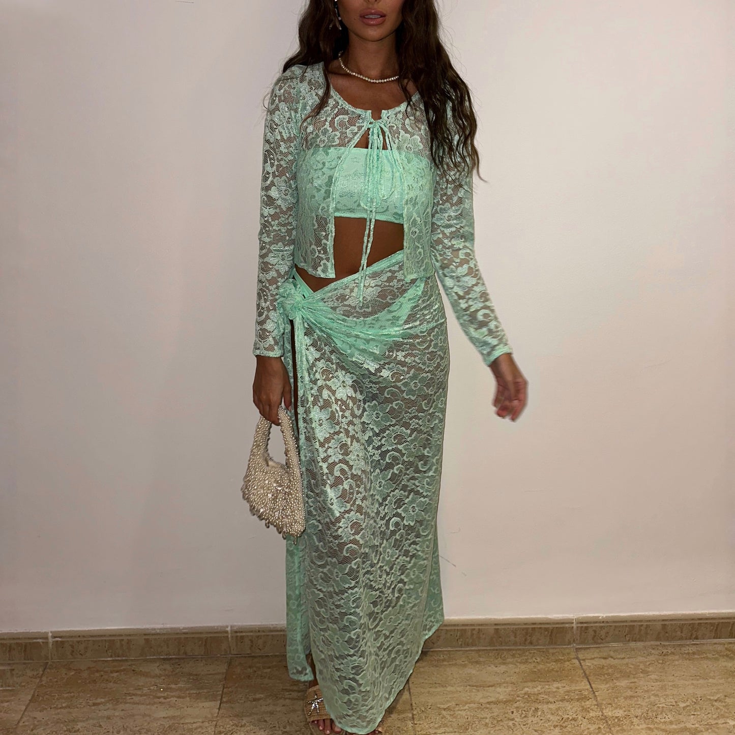 Mint Lace Maxi Sarong