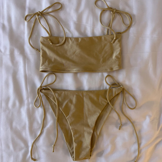 (Premade) Gold Shoulder Tie Bikini - Size 8