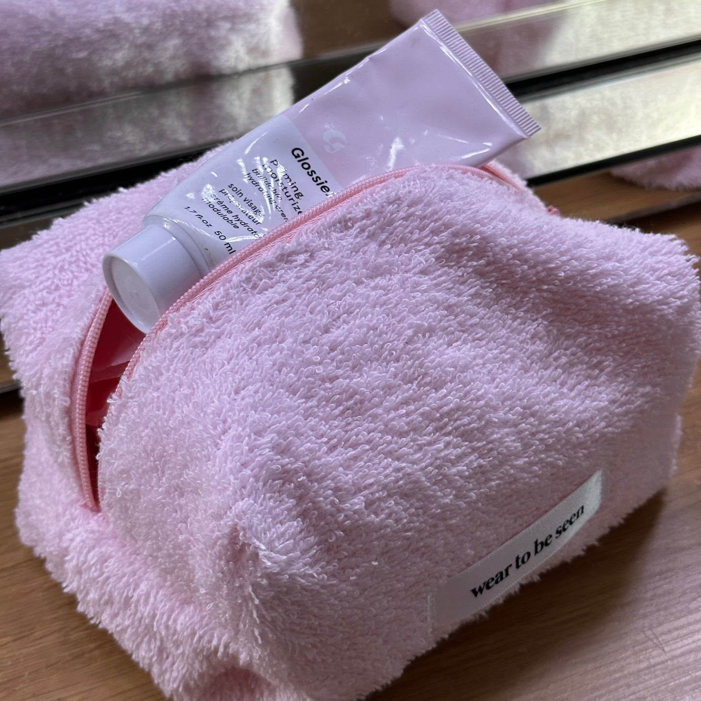Baby Pink Towelling Makeup Bag