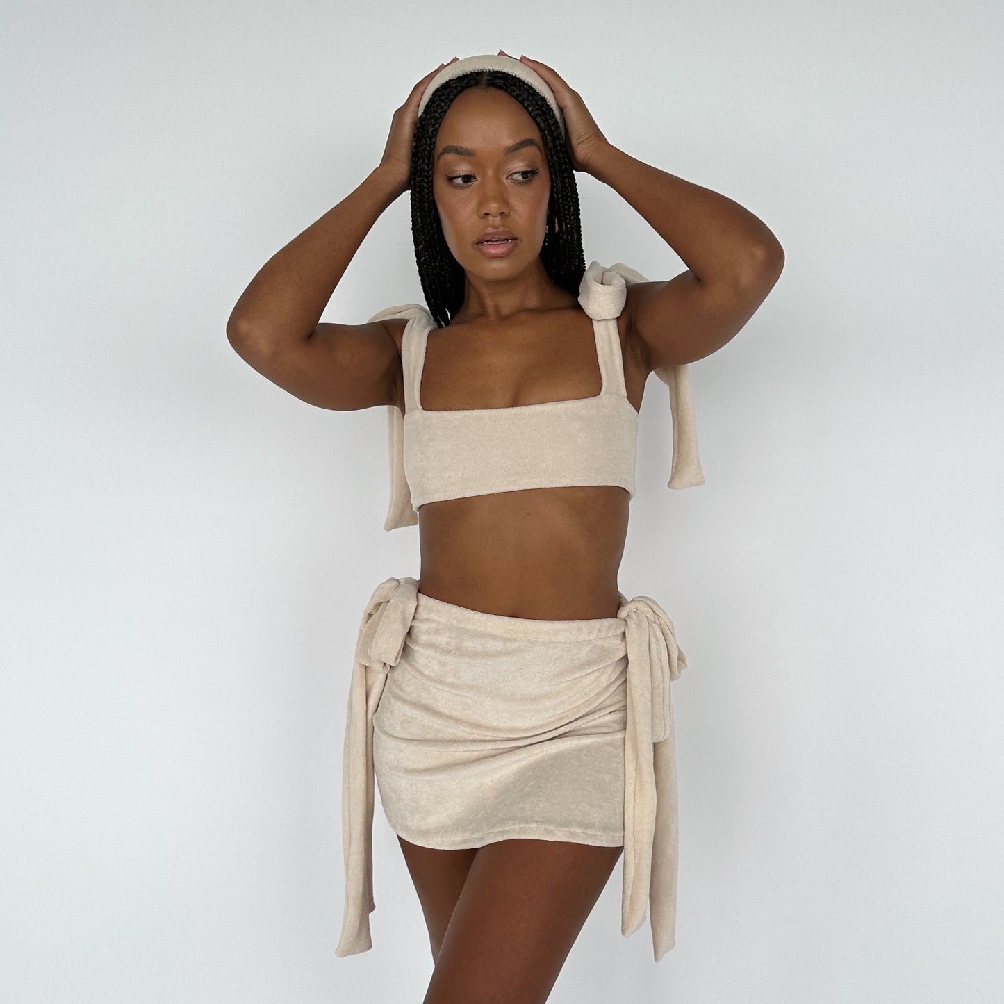 Nude Towelling Bikini & Skirt Set