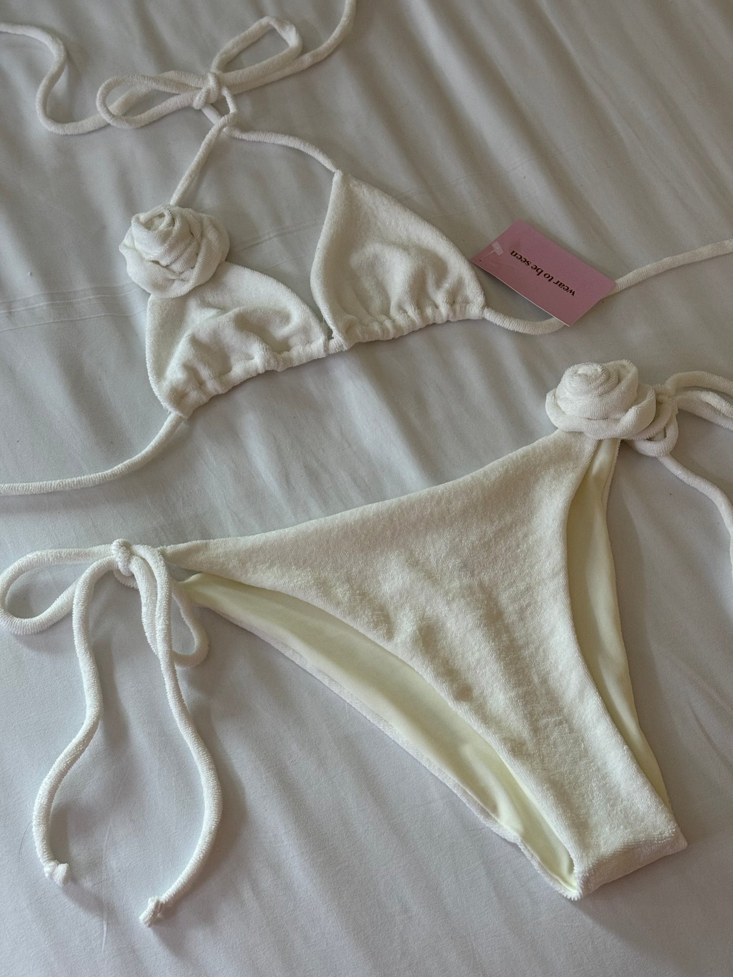 Cream Rose Towelling Bikini Set