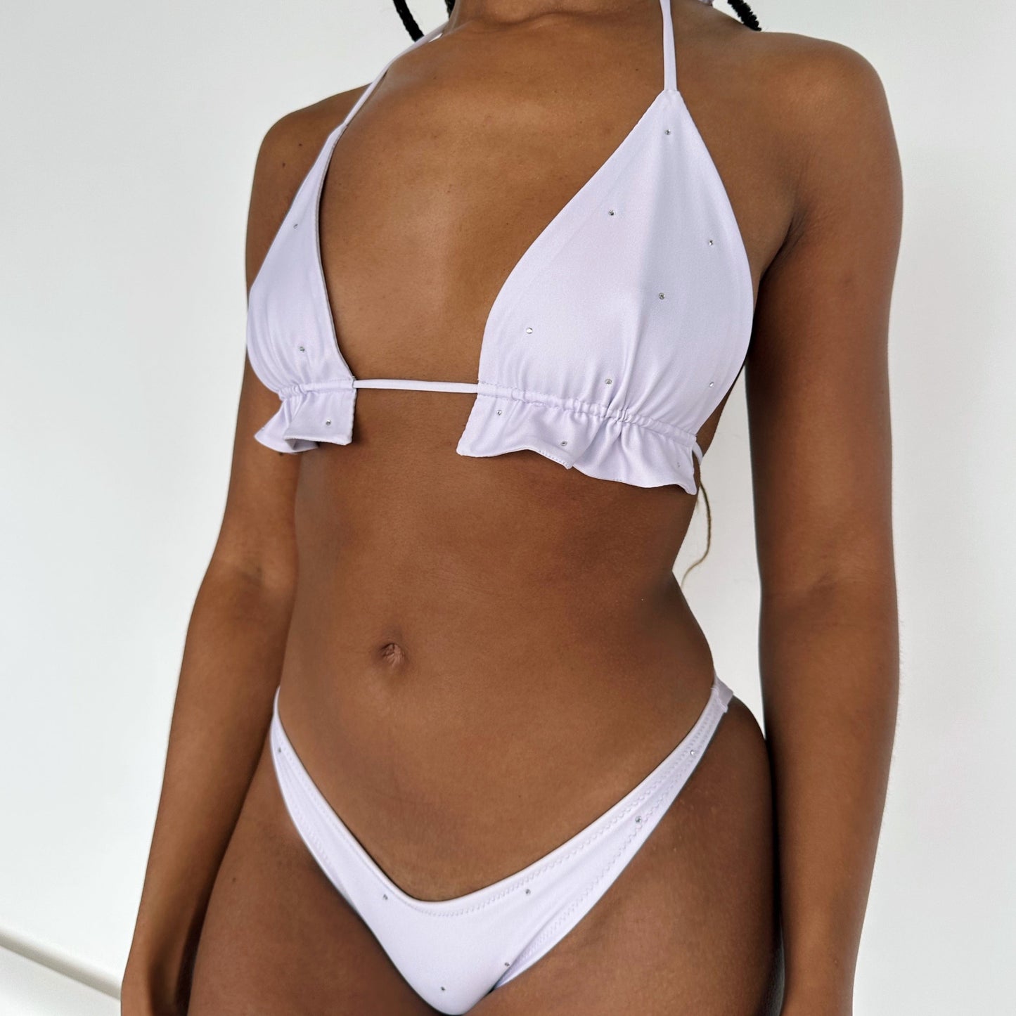 Pale Lilac Crystal Embellished Bikini Set (Various Styles)