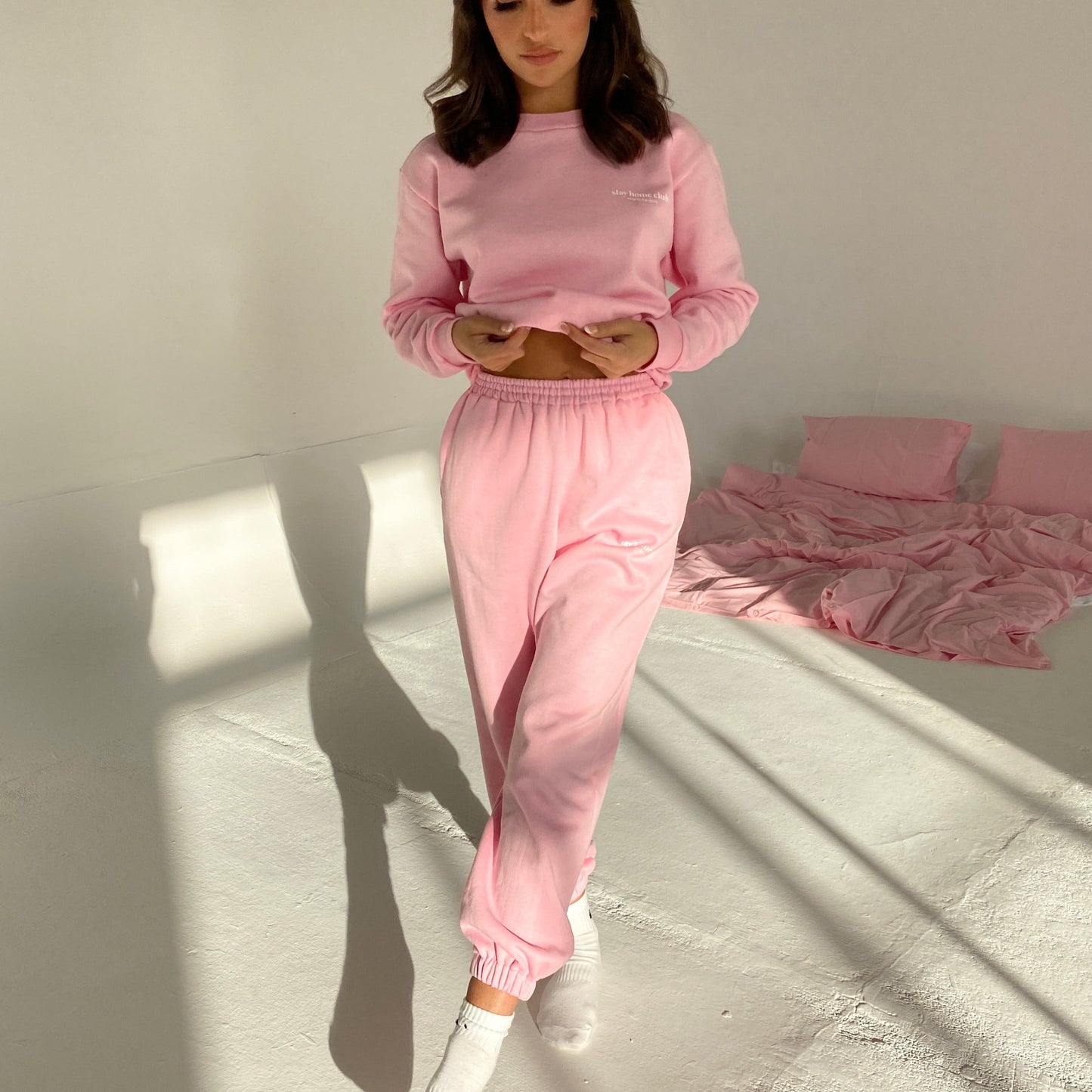 (Premade) Baby Pink Oversized Joggers - Size L