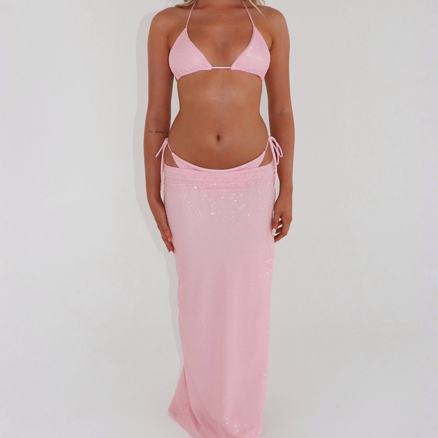 Baby Pink Sequin Maxi Skirt