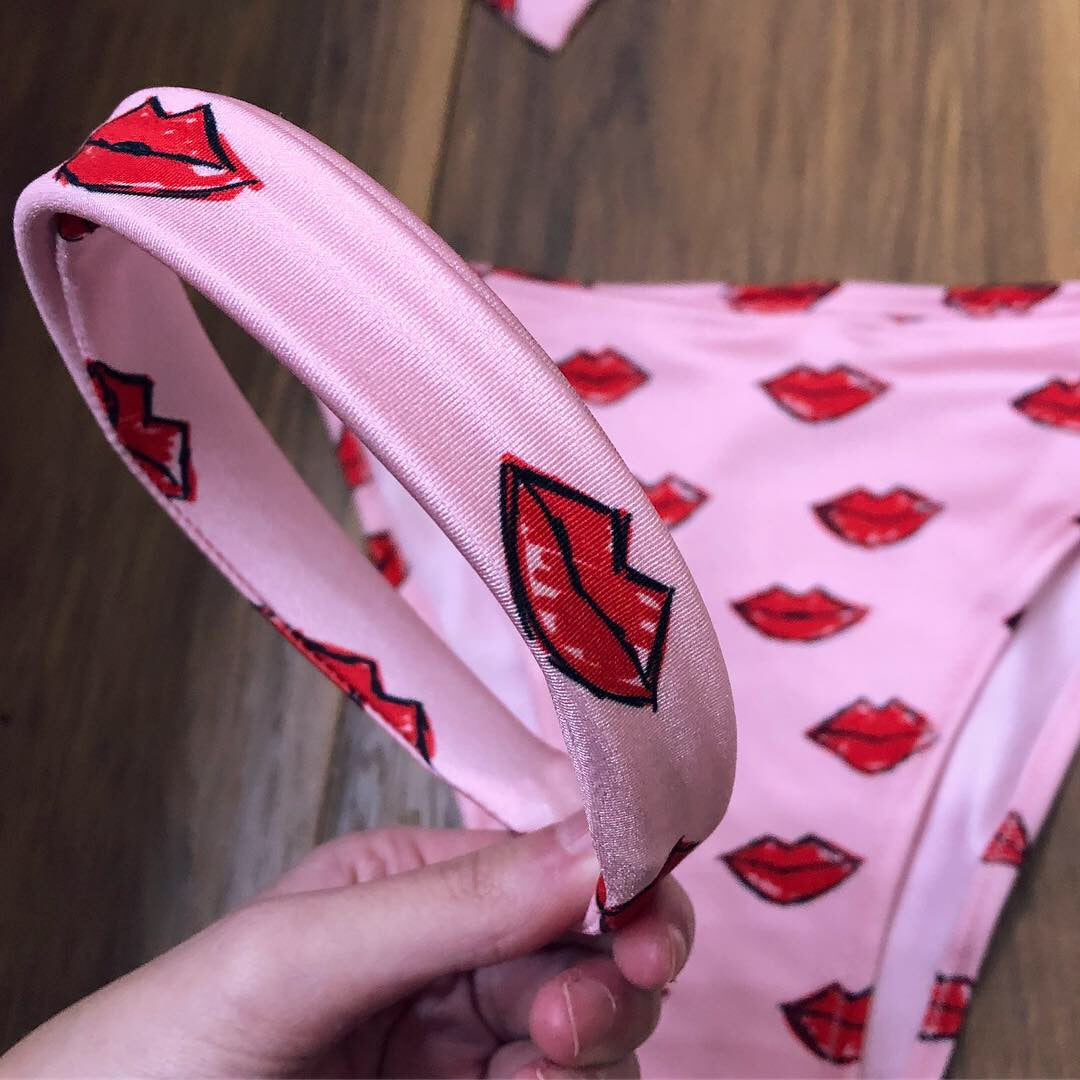 Red Lip Print Bikini Set (Various Styles)