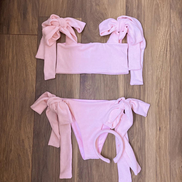 Baby Pink Towelling Bikini Set (Various Styles)