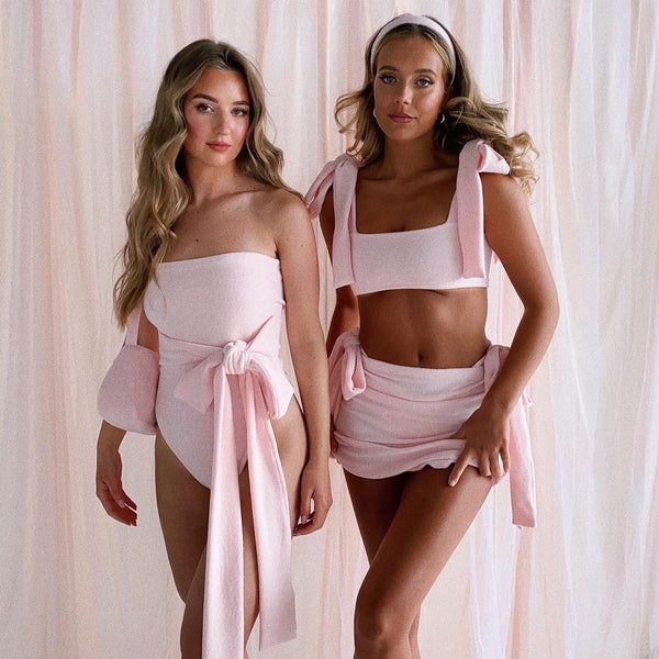 Baby Pink Towelling Bikini Set (Various Styles)