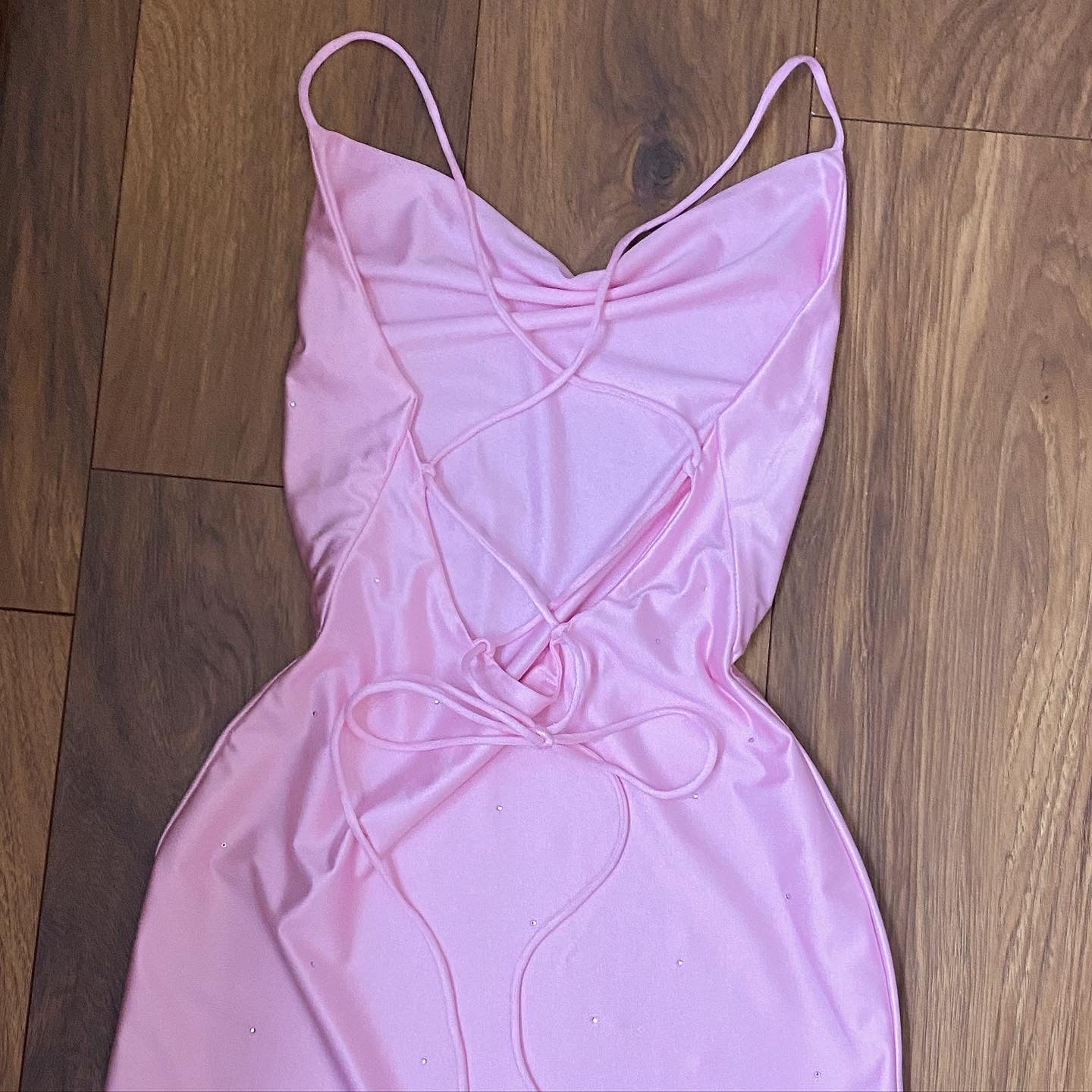 Custom Crystal Embellished Cowl Neck Slip Dress (Various Fabrics)