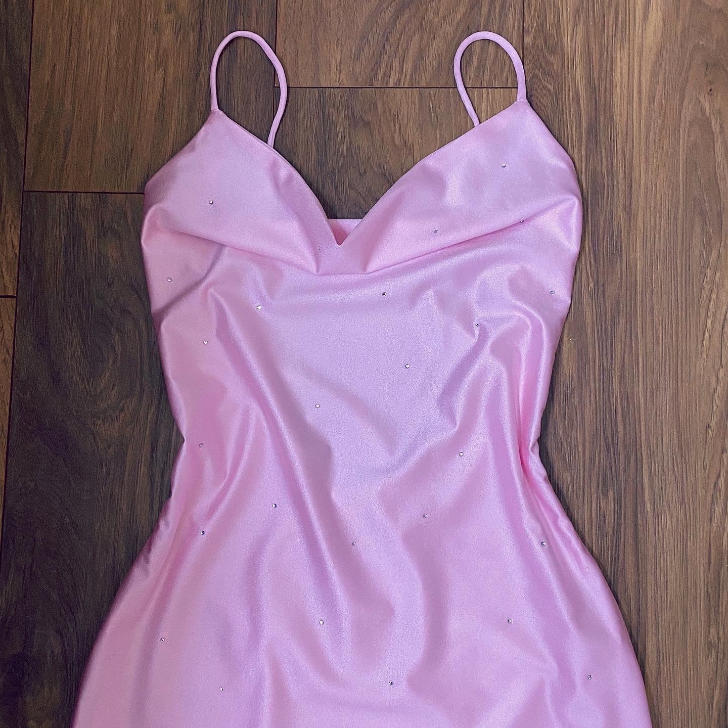 Custom Crystal Embellished Cowl Neck Slip Dress (Various Fabrics)