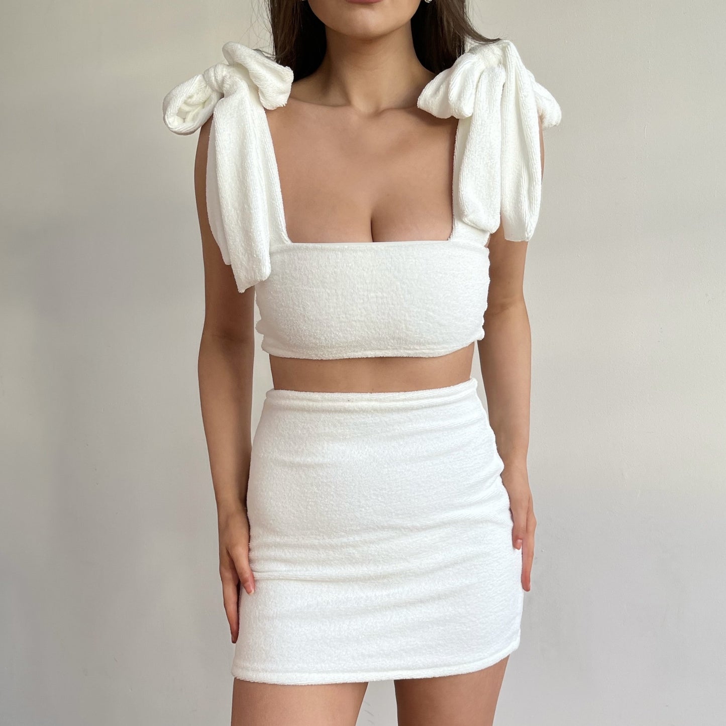 Custom Towelling Mini Skirt Co-ord