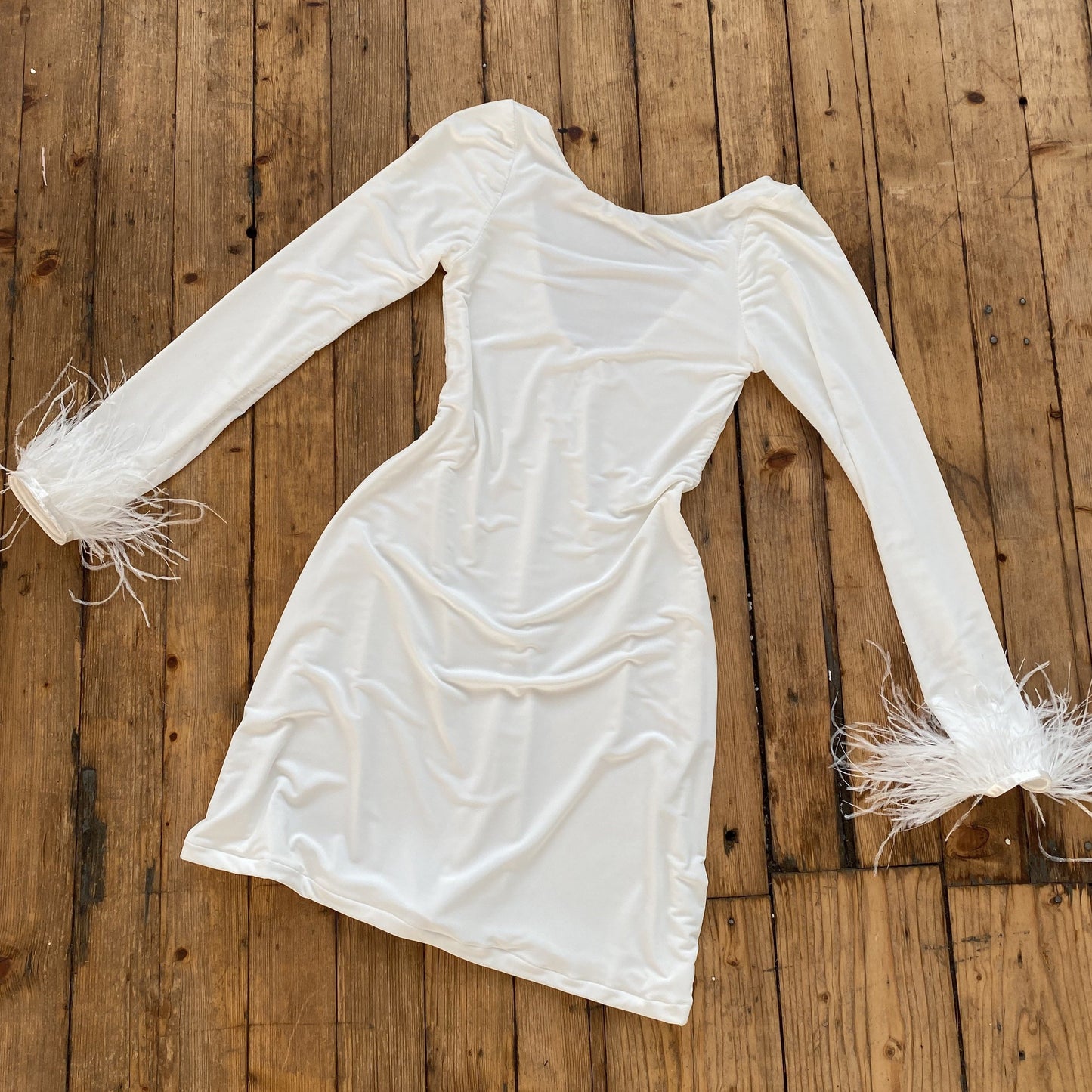 Custom Feather Trim Dress