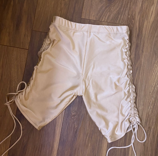 (Premade) Gold Drawstring Cycle Shorts - Size 8