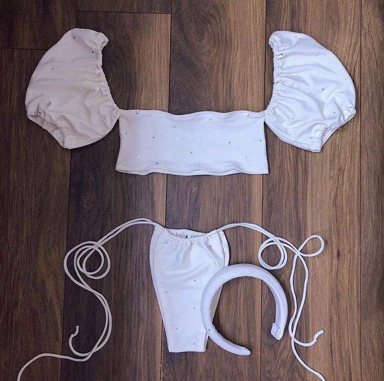 Vanilla Crystal Embellished Bikini Set (Various Styles)