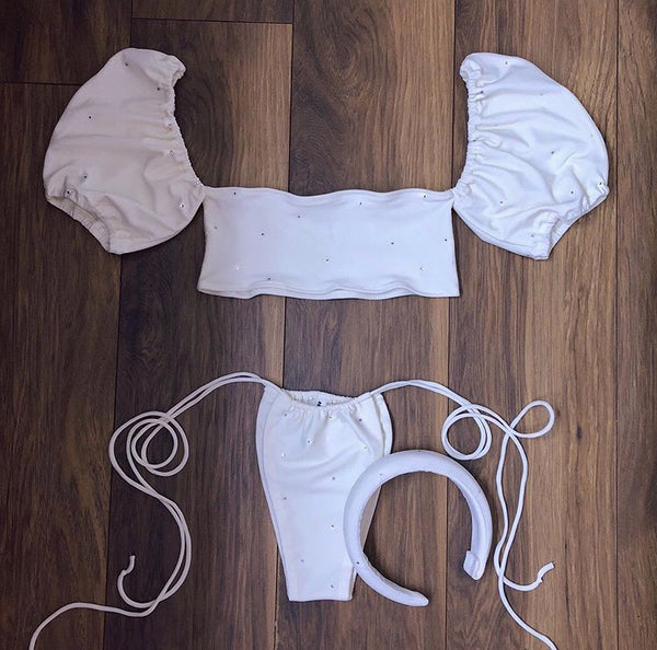 Vanilla Crystal Embellished Bikini Set (Various Styles)