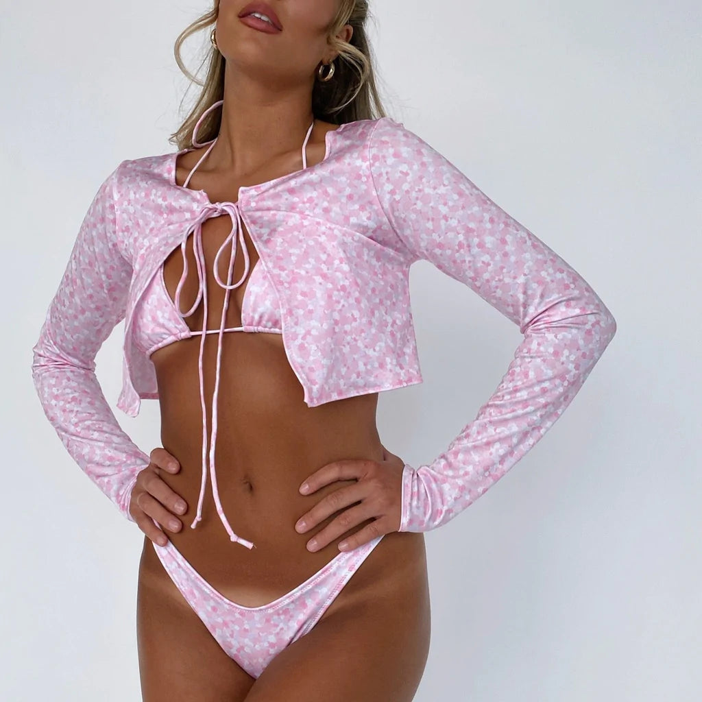 (Premade) Flower Power Cardigan Bikini Set - Size 8